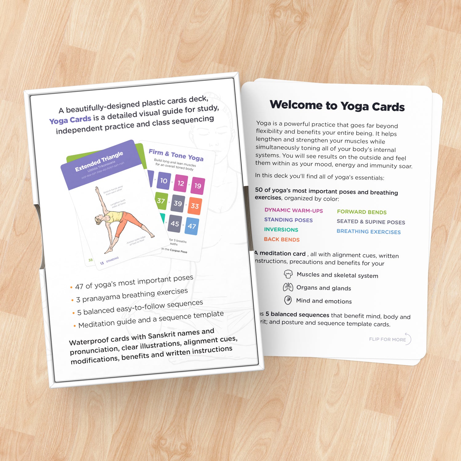 WorkoutLabs Yoga Cards – Beginner: Visual Study, Class Sequencing & Practice Guide with Essential Poses, Breathing Exercises & Meditation · Plastic Flash Cards Deck with Sanskrit