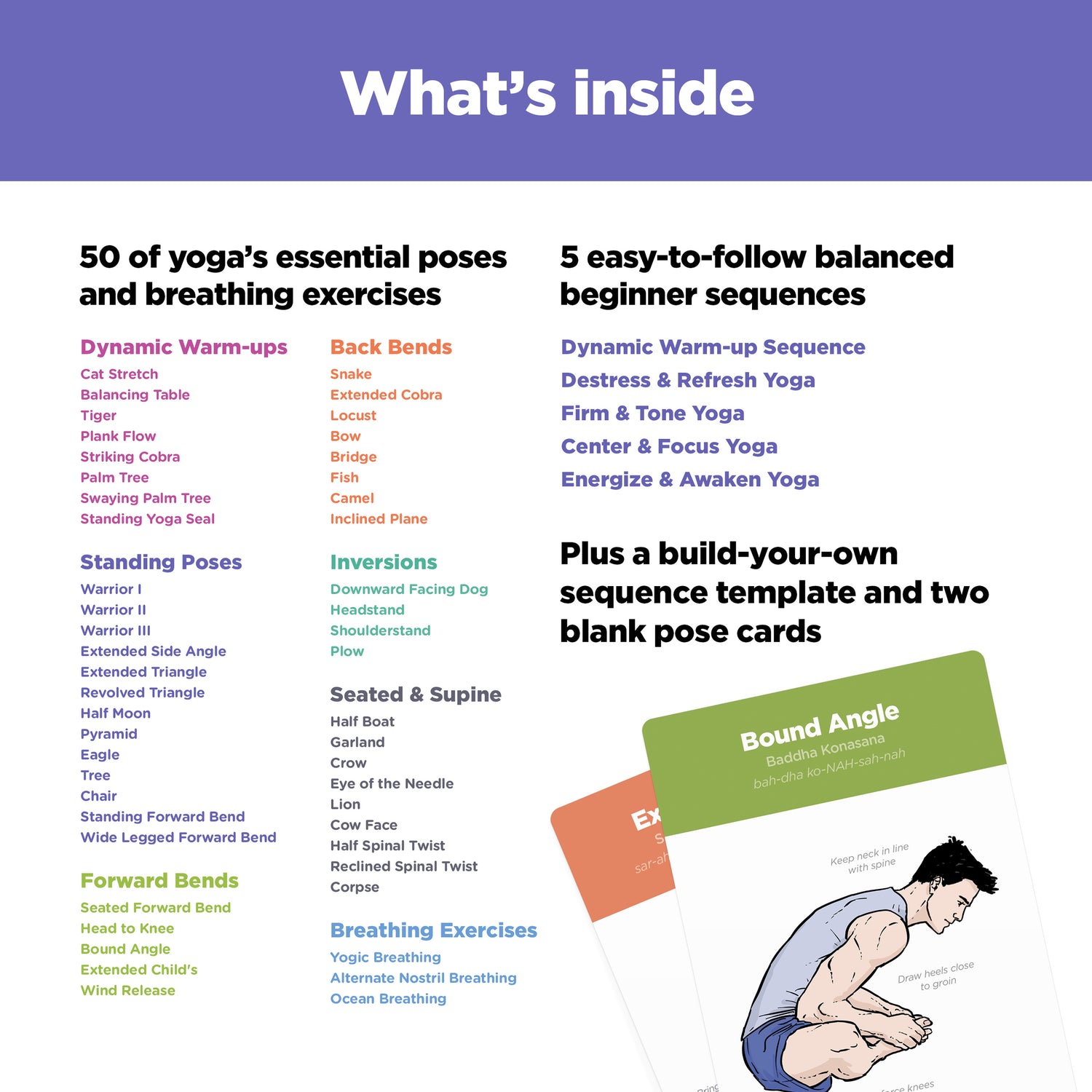 WorkoutLabs Yoga Cards – Beginner: Visual Study, Class Sequencing & Practice Guide with Essential Poses, Breathing Exercises & Meditation · Plastic Flash Cards Deck with Sanskrit