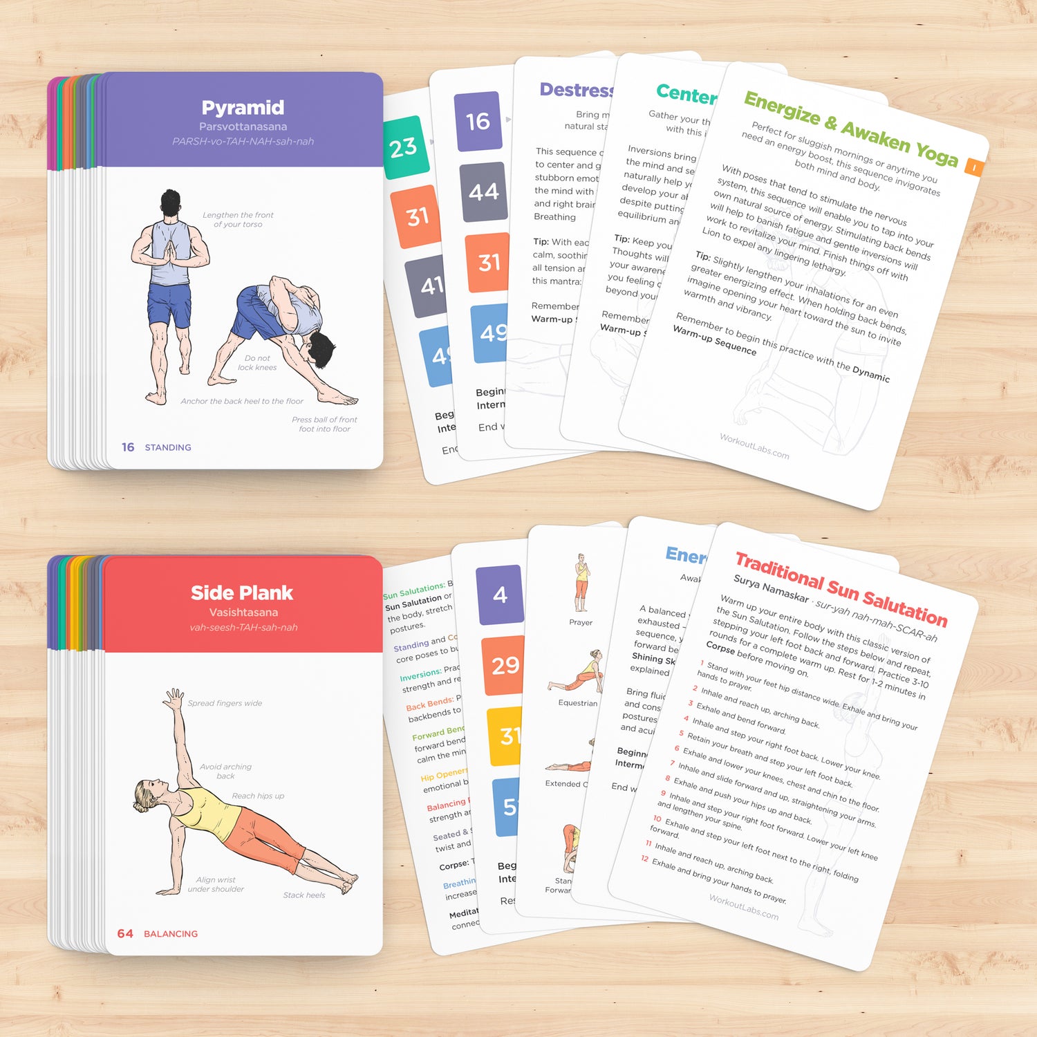 WorkoutLabs Yoga Flash Cards with Sanskrit – Best Yoga Cards for Yoga Teachers